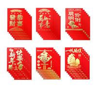 Chinese Red Envelopes 2026-36 Pcs Lucky Red Pocket Traditional, Hot Stamping Blessings Envelopes, Chinese New Year Envelope for Spring Festival Wedding Graduation Birthday (6 Patterns)