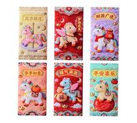 Chinese Red Envelopes,6 Pcs Embroidery Design 2026 Envelope Lunar New Year Envelope | Red Envelopes Year Of The Horse 2026 - For Men Women Boy Girl Teenager Wedding Festival Spring