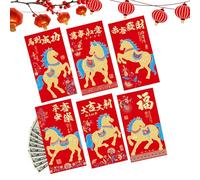 Chinese Red Envelopes,6 Pieces Cartoon Portable Home Decorations,New Year Red Envelopes | For Boys Girls Women Young Teenagers Sons Daughters Family Friends