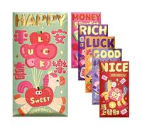 Chinese Red Envelopes - 6 Pieces Traditional Decorations - Year of the Horse Hong Bao Red Envelopes for Family Friends Neighbors Home Community Business Gathering