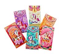 Chinese Red Envelopes | Pack of 6 for New Year 2026, 3D Designs, Spring Festival Silver Envelopes, Red Pocket, for Wedding, Celebration, Home, Adults, Family, Cards, Greetings, Favors