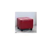Chinese Red Ottoman Square Foot Stool - Oil Wax Leather, Soft & Easy to Clean, Anti-Slip Design, Multi-Purpose Shoe Change Footstool, 30x30x25cm