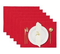 Chinese Red Placemats Set of 6 Kitchen Dining Table Cloth Cotton Reversible Place Mats for Party Decorations 13x19 inches