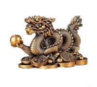 Chinese Resin Dragon Statuette Feng Shui Sculpture for Home Office Decor with Auspicious Symbolism of Power and Prosperity (bronze L)