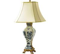 Chinese Retro Classical Painted Ceramic Inlaid Copper Table Lamp, Square Cloth Lampshade, Large Table Light, Living Room, Bedroom, Hotel, Hallway, Room Decoration