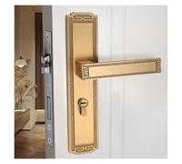 Chinese Retro Indoor Bedroom Door Lock Integrated Lock Bronze Bathroom Door Silent Door Lock Wooden Door Handle Left and Right Available(58 Silent Lock)