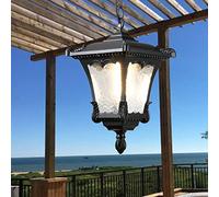 Chinese Retro Outdoor Waterproof Outdoor Water Pattern Glass Ceililight Aluminum E27 Patio Exterior Waterproof Hangingp for Entrance Courtyard Pavilion Grarack