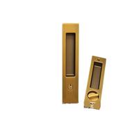 Chinese Retro Sliding Door Lock Indoor Cabinet Wooden Double-Sided Bathroom Balcony Flat Push Button European Style(YM04 Yellow Bronze with Lock)