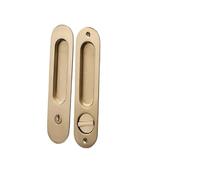 Chinese Retro Sliding Door Lock Indoor Cabinet Wooden Double-Sided Bathroom Balcony Flat Push Button European Style(YM03 Brushed Nickel with Lock Body)