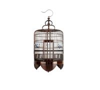Chinese Retro Style Bamboo Circular Birdcage Handmade Hanging Starling Small and Medium-sized Bird Cockatiels(Small)