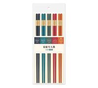 Chinese Reusable Chopsticks Set - 5 Pairs Non Slip Glass Fiber Chopsticks Dishwasher Safe | Multicolor Tableware Japanese Korean Cuisine for Adults in Kitchen Dining Family