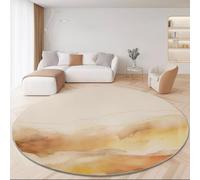 Chinese Round Rugs 100 Cm Brown Living Room Non Slip Round Area Rug Landscape Ink Painting Lines Short Pile Modern Bedroom Circle Carpet Washable Soft For Kids Room Dining Room Decor