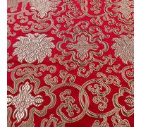 Chinese Satin Faux Silk Fabric, Faux Silk Brocade Embroidery Flower Fabric for DIY Crafting 75x50cm Multicolor(4 Red)