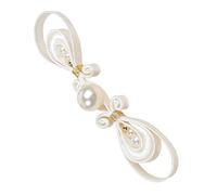 Chinese Satins Cloth Button Featuring Golden Pearls Accent for Garments Traditional Costume Embellishments
