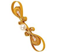Chinese Satins Cloth Button Featuring Golden Pearls Accent for Garments Traditional Costume Embellishments