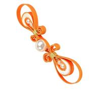 Chinese Satins Cloth Button Featuring Golden Pearls Accent for Garments Traditional Costume Embellishments