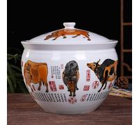Chinese Sealed Large-capacity Rice Jar，Grain Dispenser Food Storage Jars，ceramic Food Storage Containers，Ceramic Rice Cylinder With Lid，Chinese Jar Ceramic Decorative,Airtight Rice Bucket Rice Jar(K,5