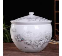 Chinese Sealed Large-capacity Rice Jar，Grain Dispenser Food Storage Jars，ceramic Food Storage Containers，Ceramic Rice Cylinder With Lid，Chinese Jar Ceramic Decorative,Airtight Rice Bucket Rice Jar(B,1