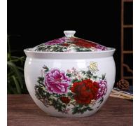 Chinese Sealed Large-capacity Rice Jar，Grain Dispenser Food Storage Jars，ceramic Food Storage Containers，Ceramic Rice Cylinder With Lid，Chinese Jar Ceramic Decorative,Airtight Rice Bucket Rice Jar(H,5