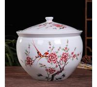Chinese Sealed Large-capacity Rice Jar，Grain Dispenser Food Storage Jars，ceramic Food Storage Containers，Ceramic Rice Cylinder With Lid，Chinese Jar Ceramic Decorative,Airtight Rice Bucket Rice Jar(D,1