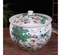 Chinese Sealed Large-capacity Rice Jar，Grain Dispenser Food Storage Jars，ceramic Food Storage Containers，Ceramic Rice Cylinder With Lid，Chinese Jar Ceramic Decorative,Airtight Rice Bucket Rice Jar(I,5