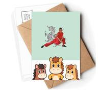 Chinese Shaolin Temple Stick Cudgel Postcards Envelopes Cards Mailing Year Horse