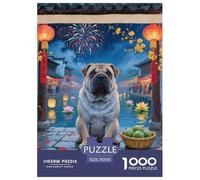 Chinese Shar-pei 1000 Pieces Jigsaw Puzzles Pet Dog Jigsaw Puzzles for Kids Staycation Kill Time Wall Decoration Educational Toy Age 14+ ForAdults 70x50cm/1000pcs