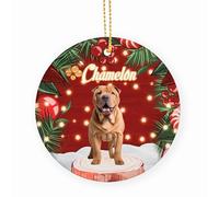 Chinese Shar Pei Dogs Ceramic Christmas Ornaments With Lanyard Christmas Decorations 7.3Cm Xmas Tree Hanging Ornaments