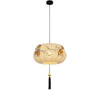 Chinese Simple Pendant Lamp Hand Painted Fabric Pendant Light Aisle Restaurant Teahouse Entrance Classical Chinese Style B&B Ceiling Hanging Lamps Lantern(45 * 23cm)