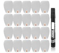 Chinese Sky Lanterns, 20pcs White Eco Friendly Chinese Sky Lanterns 100% Biodegradable No Assembly Required Beautiful Lantern for Weddings, Birthdays, Parties,Memorials, Chinese New Year (White)