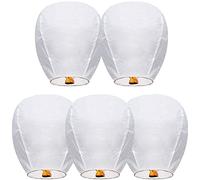 Chinese Sky Lanterns Environmental Friendly 100% Biodegradable Material No Assembly Required, for Wishing Wedding Birthday Party (5 Pack)