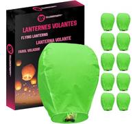 Chinese Sky Lanterns Green Set 10 Pack - Quality Biodegradable Floating Lantern for Weddings, Birthdays, Memorials - Eco-Friendly Wish Lanterns to Release in Memory TellementHappy™