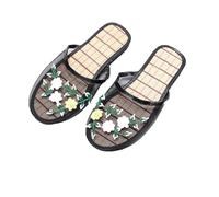 Chinese Slippers For Women, Women Embroidered Slippers, Floral Chinese Mesh Slippers, Flats Sandal Bamboo Slippers (Black,6)