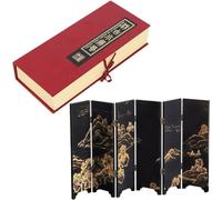 Chinese Small Folding Screen, Screen Dividers 6 Panel Folding Mini Screens for Living Room and Desktop Decorative