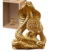 Chinese Snake Figurine - Natural 3.15 Inch Solid Wood, Wisdom Symbol Carved Statue, Desk Animal Sculpture, Home Office Accent | Decorative Piece Of The