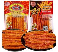 Chinese spicy latiao small gluten, Chinese traditional snacks, instant spicy strips, super spicy stick, delicious classic hot&spicy flavor snack food, Vegan, Leisure snacks (2 Flavor Mix,10 packs)