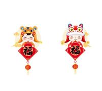 Chinese Spring Festival Window Door Sticker 1 Pair the Year of Tiger 2022 New Year Decals for Home Living Room Shopping Mall Party Decoration Electrostatic Stickers