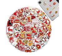 Chinese Stickers | Chinese Waterproof Decals with Horse Pattern | Stickers for Lunar New Year, Children Adults Diary Planner Crafts Water Bottle Phone Spring Party