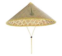 Chinese Straw Hat Traditional Asian Rice Farmer Style Sun Hat Adjustable | Rice Hat Chinese Rattan Bucket Hat with Adjustable Chin Strap