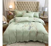Chinese Style 100 Long-staple Cotton Four-piece Set National Style Floral Embroidery Pure Cotton Quilt Cover Cotton Bed Linen (Color : A, Size : 2m) (B 1.8m)