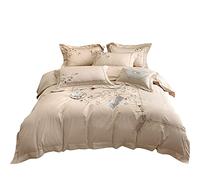 Chinese Style 100 Long-staple Cotton Four-piece Set National Style Floral Embroidery Pure Cotton Quilt Cover Cotton Bed Linen (Color : A, Size : 2m) (A 1.5m)