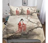 Chinese Style 3D Print Duvet Cover Soft Microfiber Quilt Cover with Zipper Closure Ink Painting Chinese Painting Ink And Wash Painting Comforter Cover 3 Piece,Microfiber Bedding Super Soft Breathable