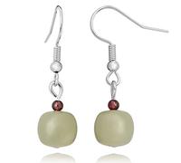 Chinese style ancient Earring,Elegant Occasions Je Vintage 925 Sterling Silver Jade Dangle Earrings for Women, Natural Green Hetian Jade Drop Earring Hook Jewelry Lucky Chinese Gift for Her