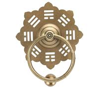 Chinese Style Bagua Brass Door Handle, Antique Beast Head Solid Wood Ring, Double Pull(Bronze,16cm)