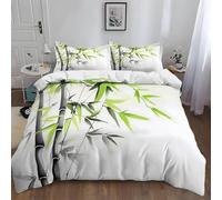 Chinese Style Bamboo Super King Size Duvet Cover Sets 3D Printed Microfiber Plant Bedding Set Ultra-Soft Quilt Cover 260 x 220 cm with Zipper Closure and 2 Pillowcases 50x75 cm a.737
