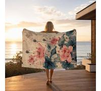 Chinese Style Beach Towels Oversized 88x64 In, Flower Beach Towel 220x160, Quick Dry Sand Resistant Lightweight for als Camping Vacation Travel Essentials for Sauna Pool Gym Yoga Bath Towels JXLT-0255