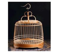 Chinese Style Bird Cage With Standing Pole,Hand-made Bamboo Bird Flight Cage With Handle For Small Birds For Travel Home-Brown decor