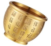Chinese Style Brass Bowl Small Treasure Basin Money Fortune Basin Table Centerpiece Decorative Offering Bowl for Home and Shop Modern Home Decor