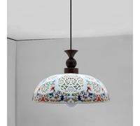 Chinese Style Ceramic Chandelier E27 1-lamp Five-Color Blue and White Porcelain Lamp Shade Pendent Tea House Dining Table Ceiling, Luxury