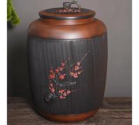 Chinese Style Ceramic Rice Jar With Lid, Food Storage Porcelain Bottle, Container, 30kg Grain Dispense r, Home Jar, Classic Box, For Tea, Beans, Pet Food(Tea
